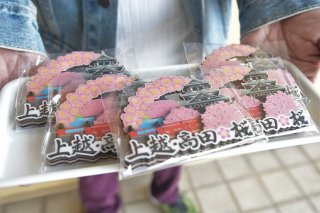 2面：高田の夜桜イメージお土産用に最適　藤商事がマグネット制作