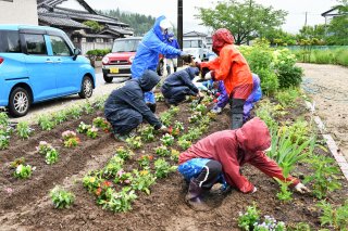 1面：花いっぱい事業　きれいな花楽しんで　住民ボランティア植栽　糸魚川市須沢八千川公園
